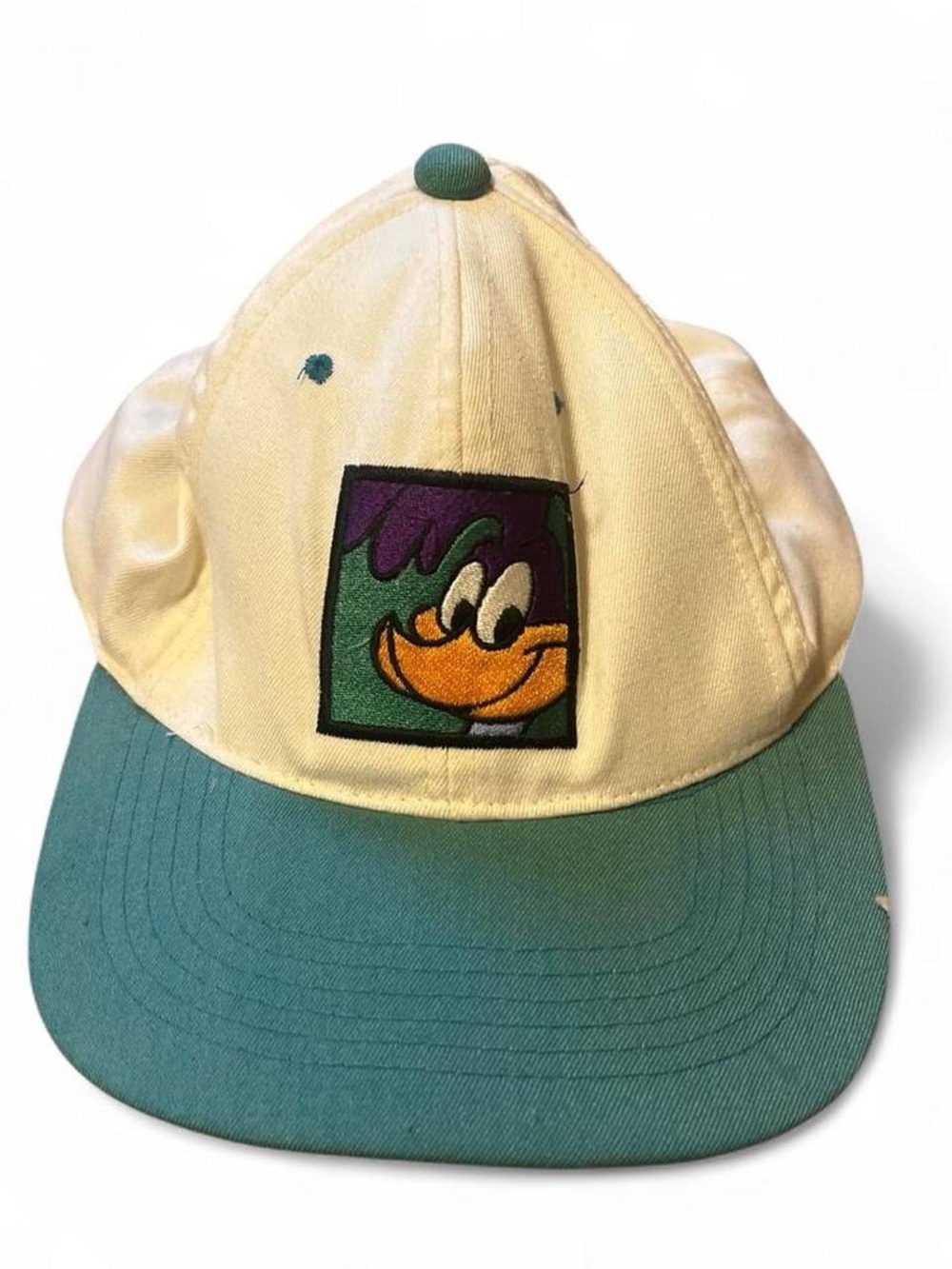 Cartoon Duck Embroidered Yellow & Teal Baseball Cap